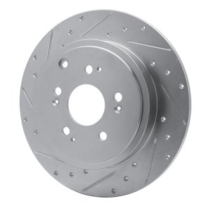Honda Ridgeline Brake Rotor (1) - Rear Left - R1 Concepts - Drilled & Slotted - Silver - `06-`14